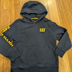 CAT Black Hoodie with Yellow Logo, Child size 7/8